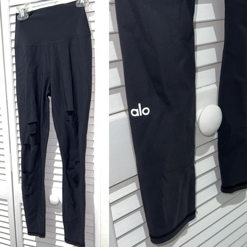 ALO Yoga High-Waist Ripped Warrior Legging size XXS perfect condition NO flaws - Picture 6 of 16